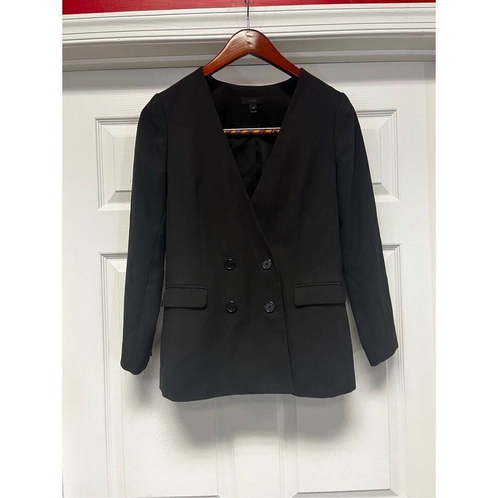 J. Crew Black Classic Double Breasted Blazer Suit Jacket sz 4P